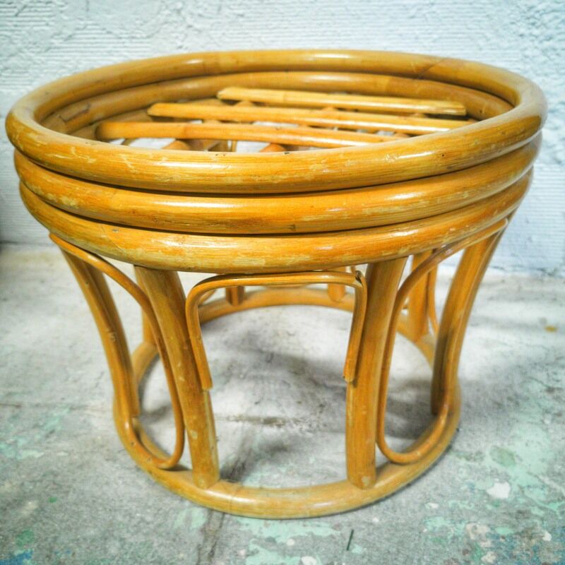 Pouf in rattan