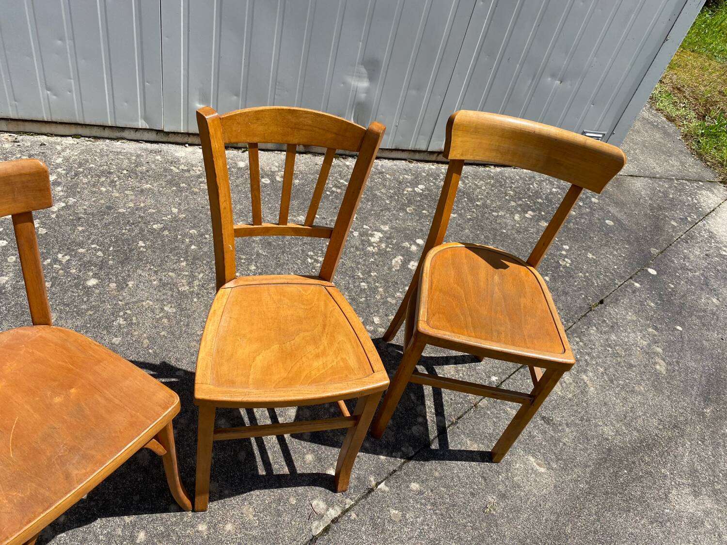 Set of 4 honey-colored bistro chairs