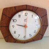 Brown formica clock by Japy 60s-70s