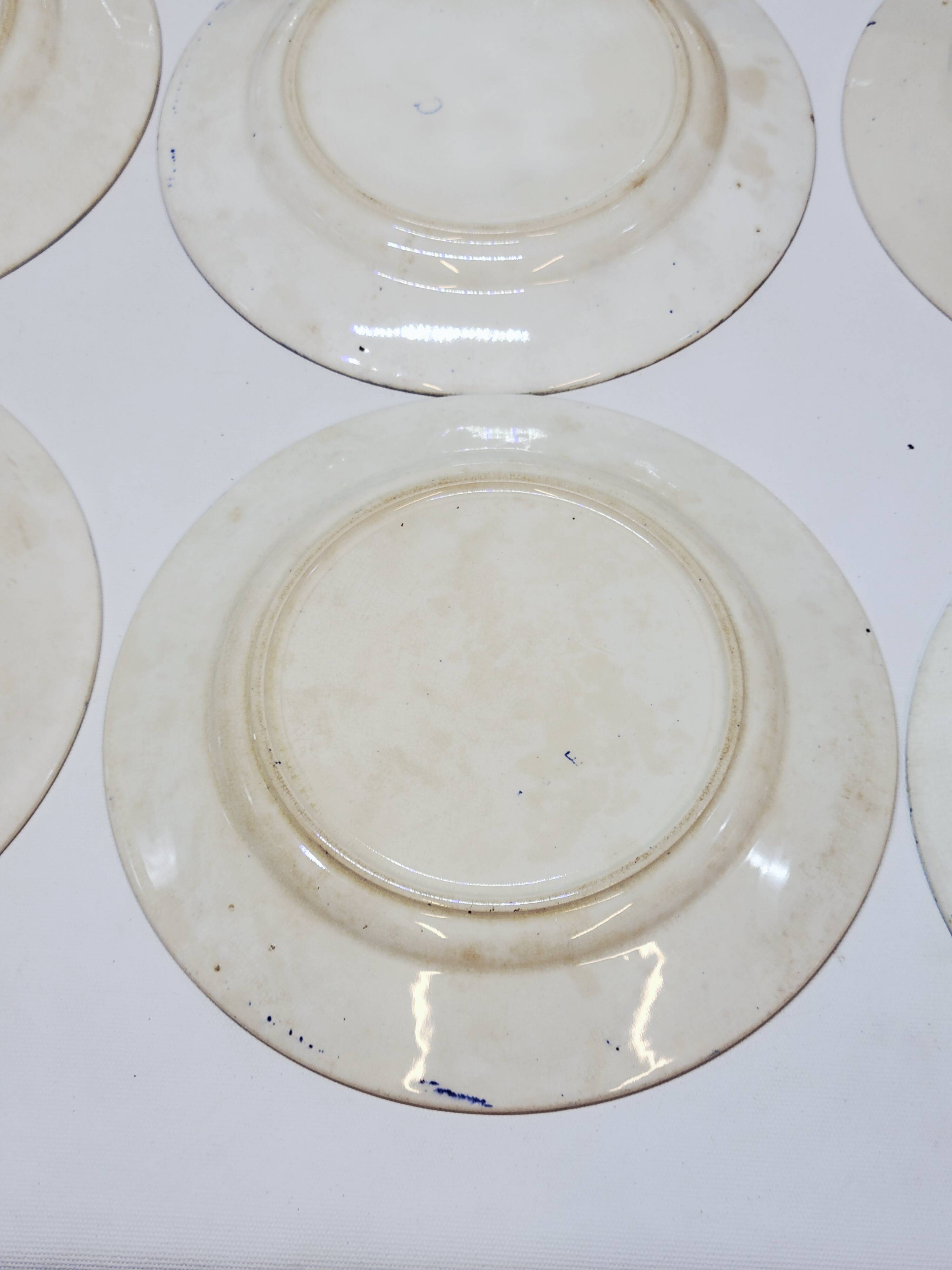 9 Antique Plates 19th Century Blue Willow Pattern Chinese Blue Decor