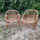 Pair of bamboo and rattan "basket" armchairs