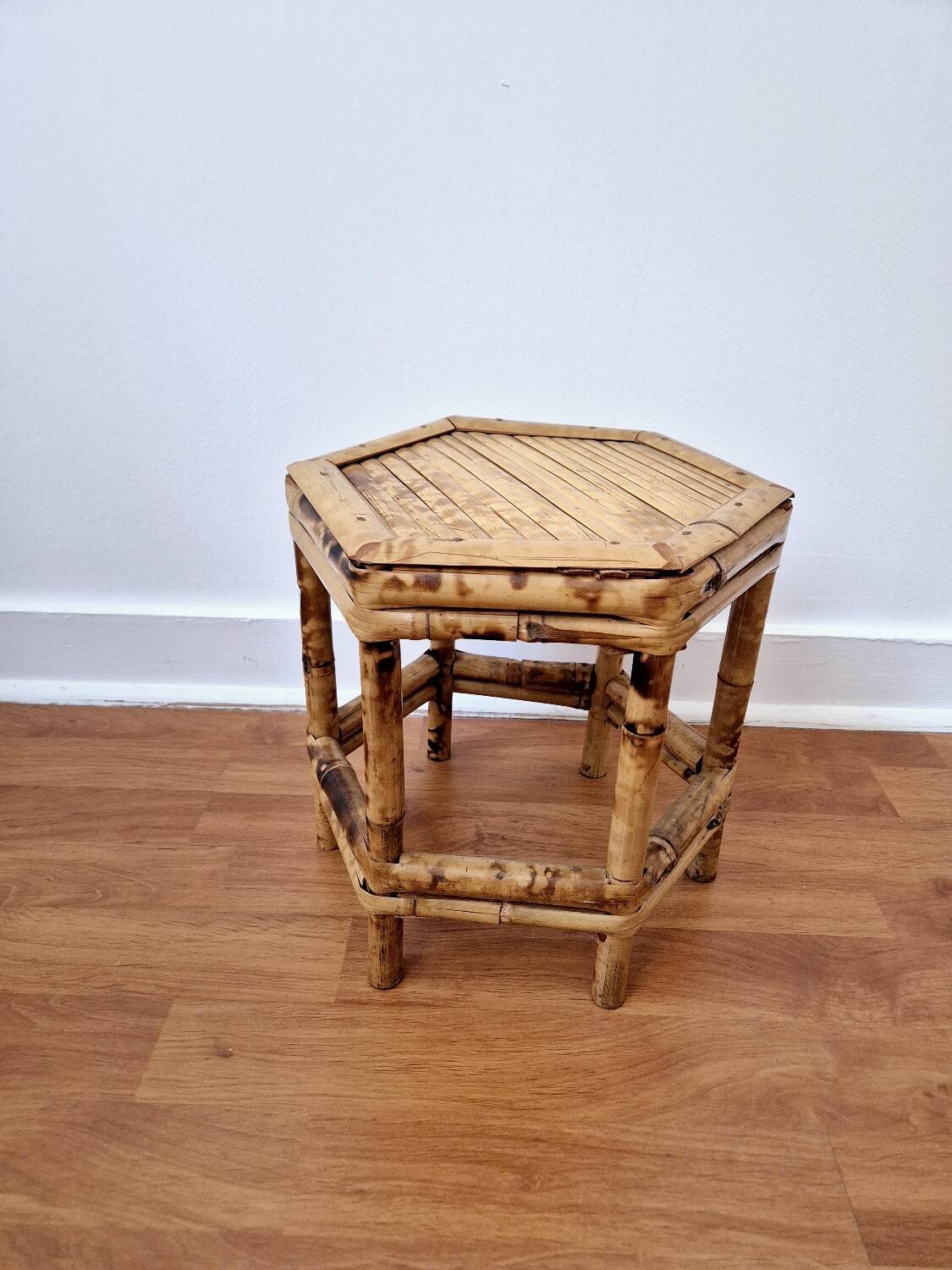 Vintage bamboo stool, plant stand