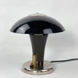 Vintage Bauhaus bedside lamp in brown bakelite and chrome, 1930s