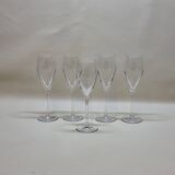 5 Flûtes À Champagne Guy Degrenne En Cristal