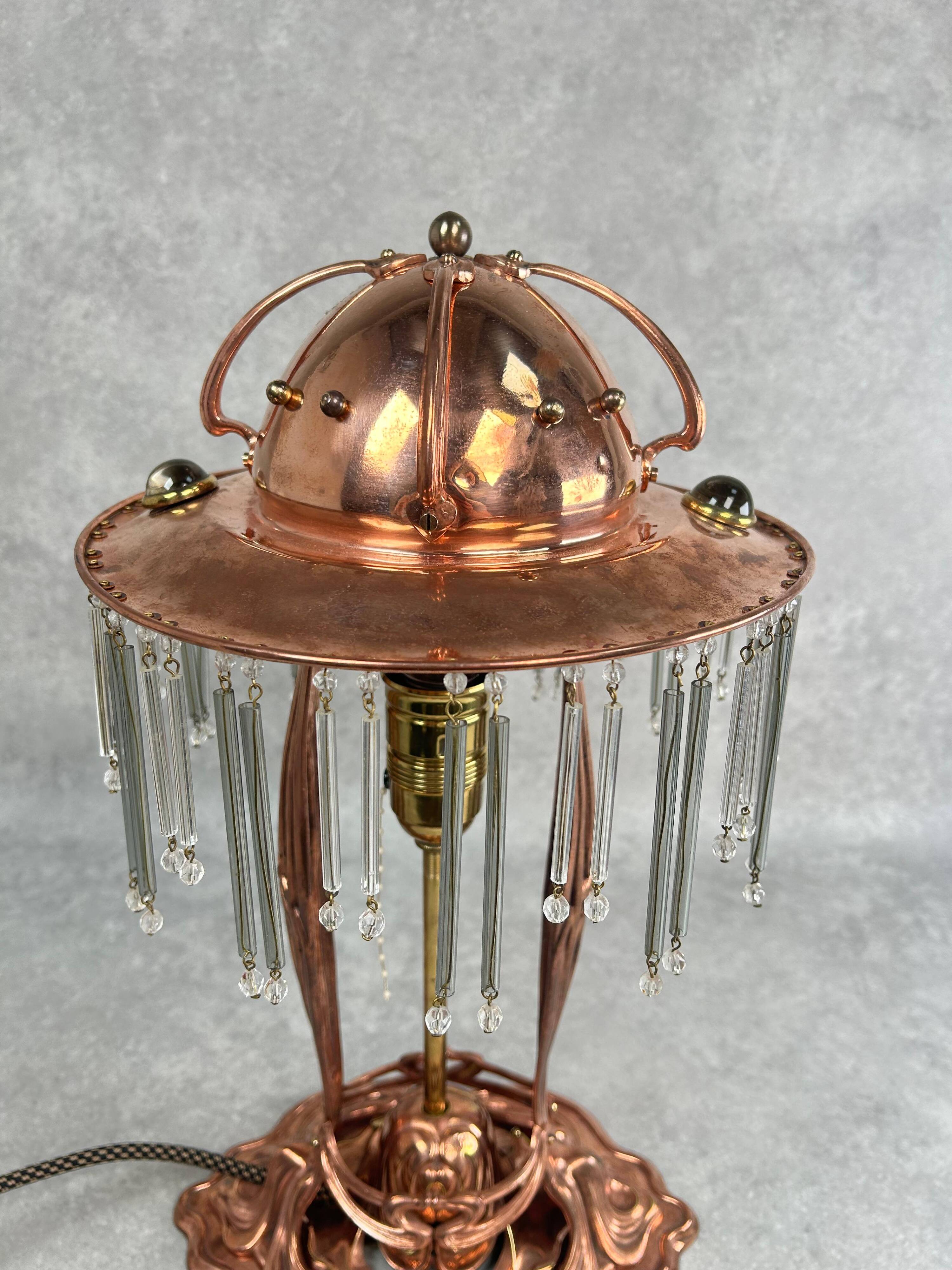 Lampe de table Jugendstil en cuivre