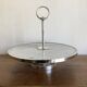 Silver-plated rotating platter and white marble pastry stand 1960 neoclassical