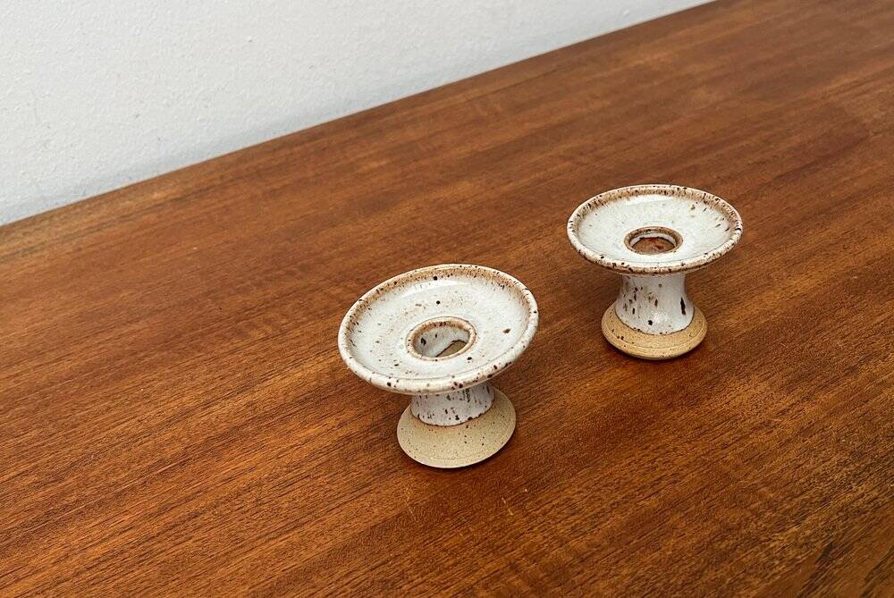 Mid-century Danish studio ceramic candle holders, 1960s, set of 2.