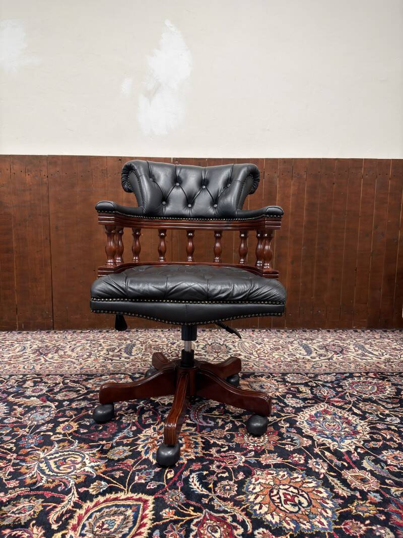 English Chesterfield Captain Chair Black