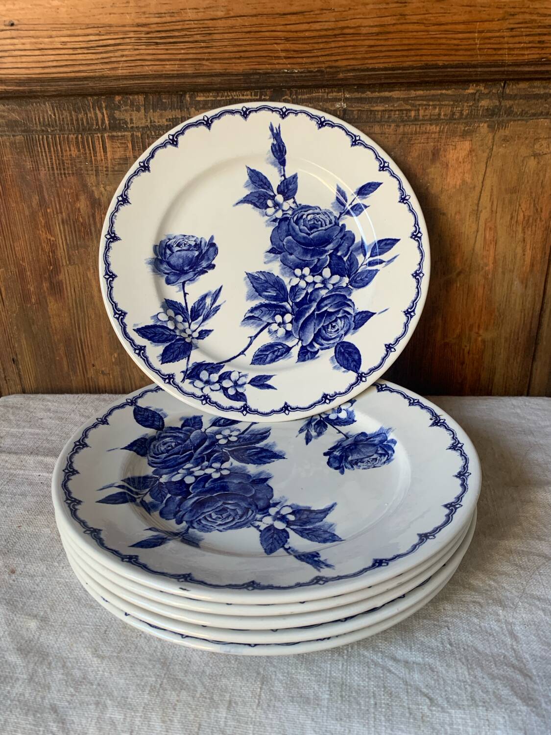 6 English flat plates Staffordshire Victoria