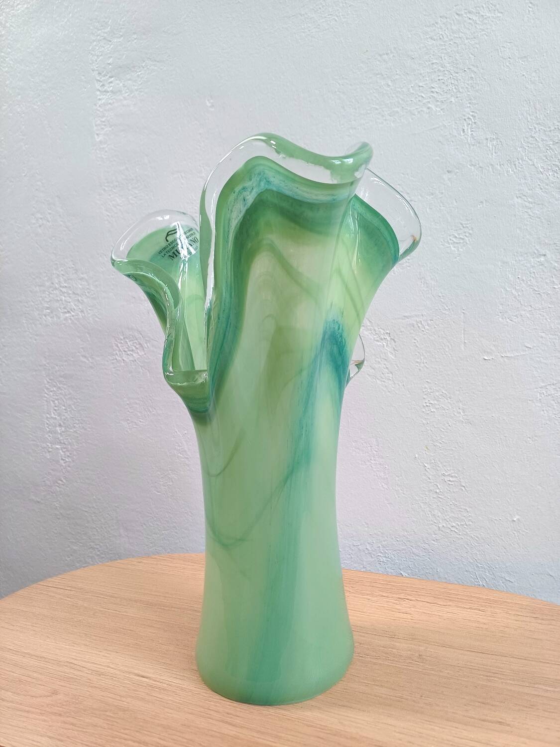 Vase en verre de Murano vert, Italie