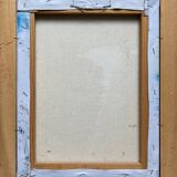 Table hst "mediterranean navy" signed + frame (xx°) cypress sailboats