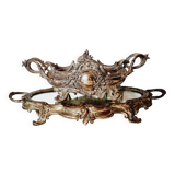 French Art Nouveau planter and "above all" in silver-plated metal and mirror dating from 1900 or earlier