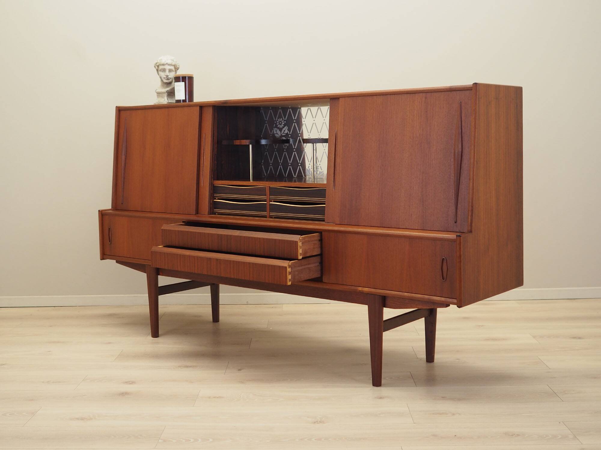 Teak highboard, Danish design, 1970s, production: Denmark