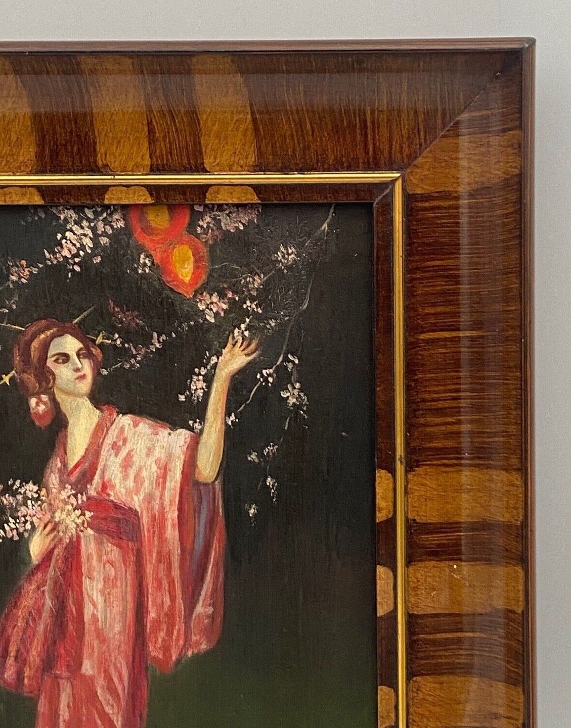 Oil on panel by E. Neill Geisha scene Early twentieth century