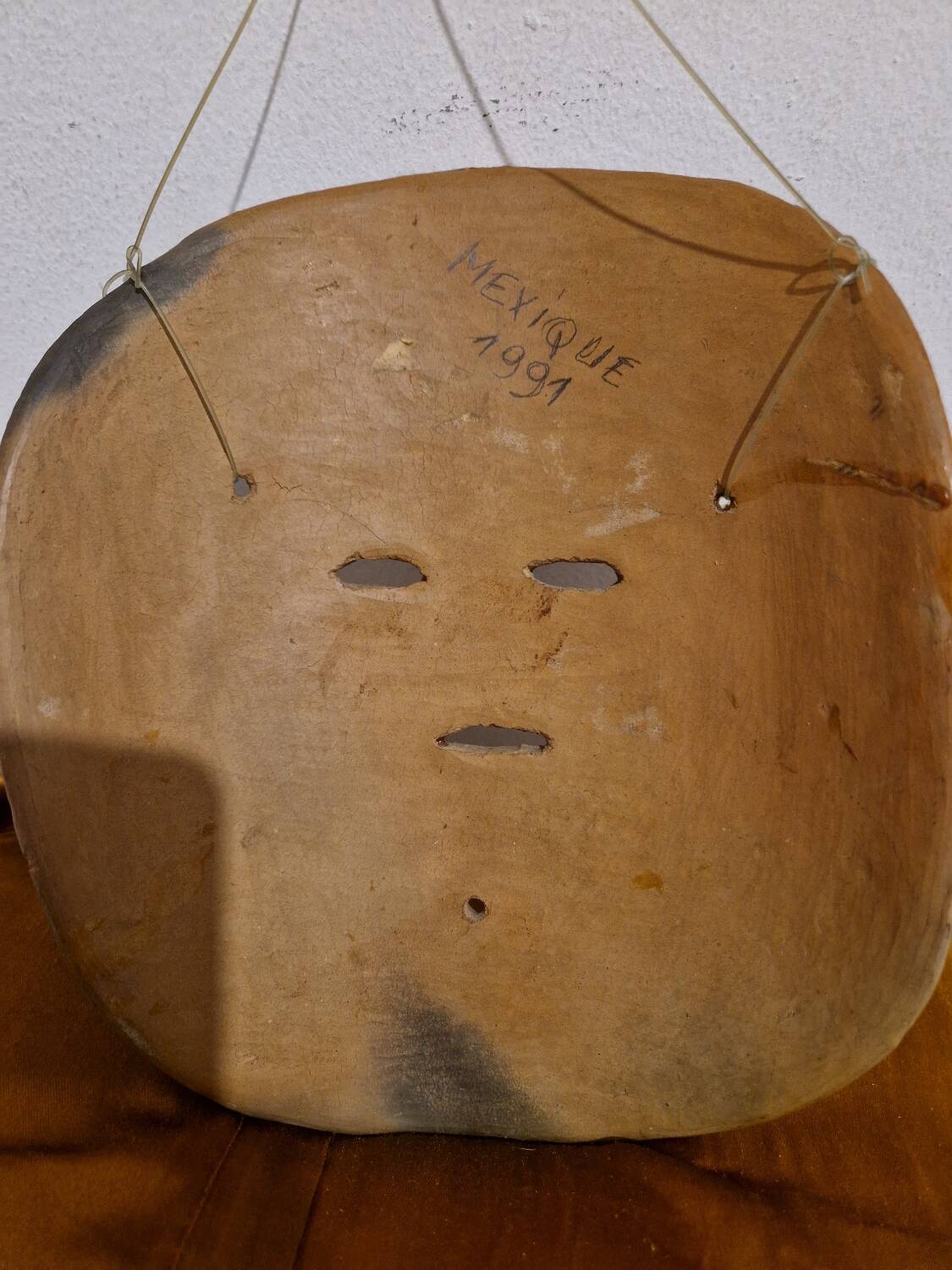 Handmade terracotta Mexican folk mask