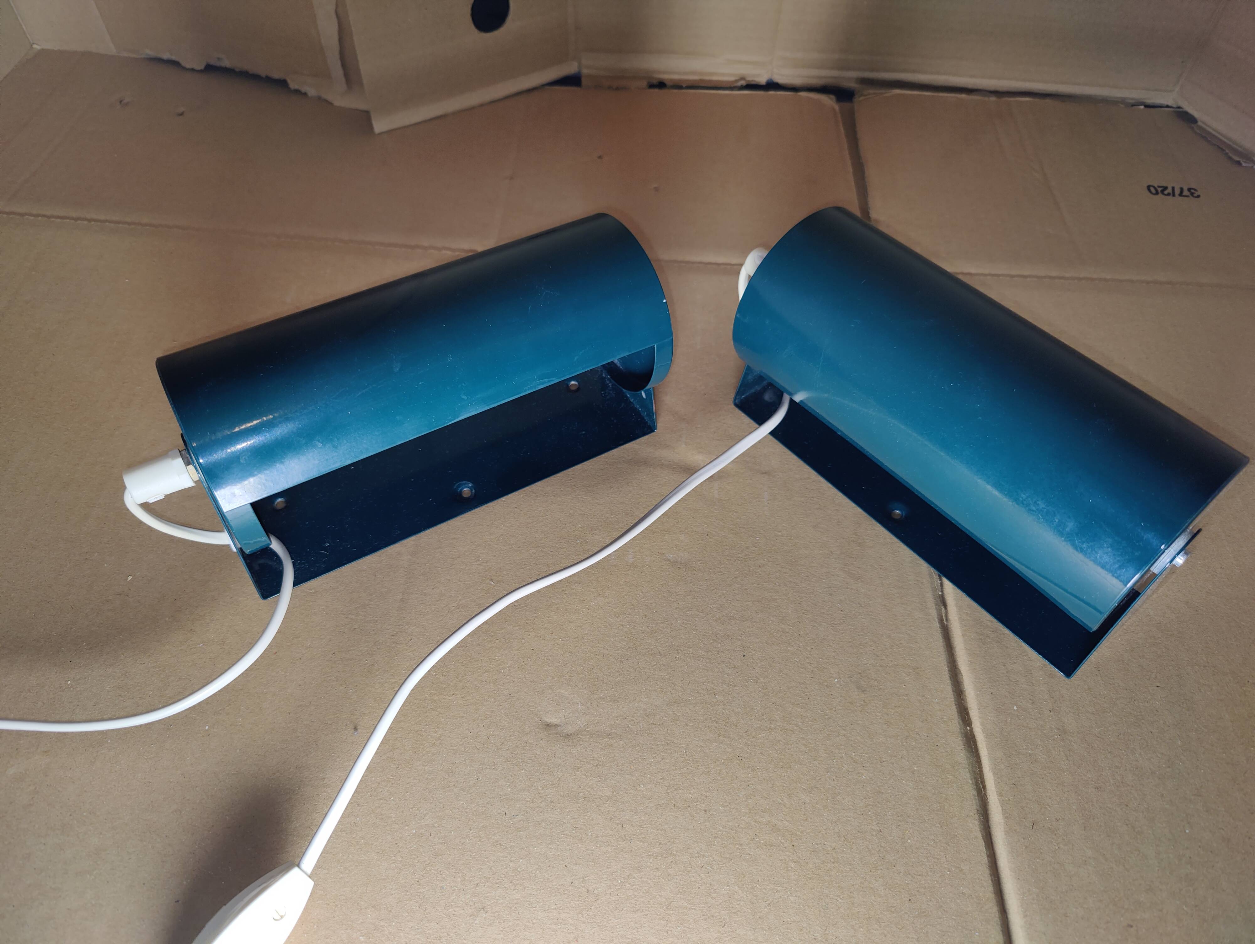 Pair of green Lod type v413 roller wall lights from Ikea.