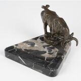 Early 20th century ashtray in patinated bronze and marble.