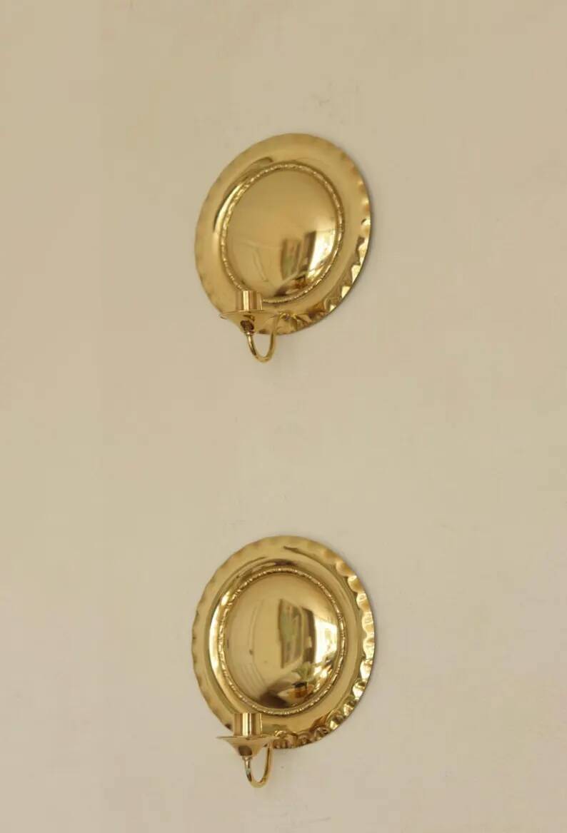 Pair of Swedish Mid-Century Brass Wall Sconces