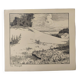 Gravure ancienne - Le tumulus et la prairie - Lithographie de 1902