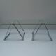 Glass and chrome coffee table, trestle legs, vintage 1960-1970