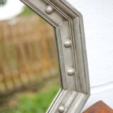 Vintage mirror, wooden mirror covered with tin, tin mirror from the 60s