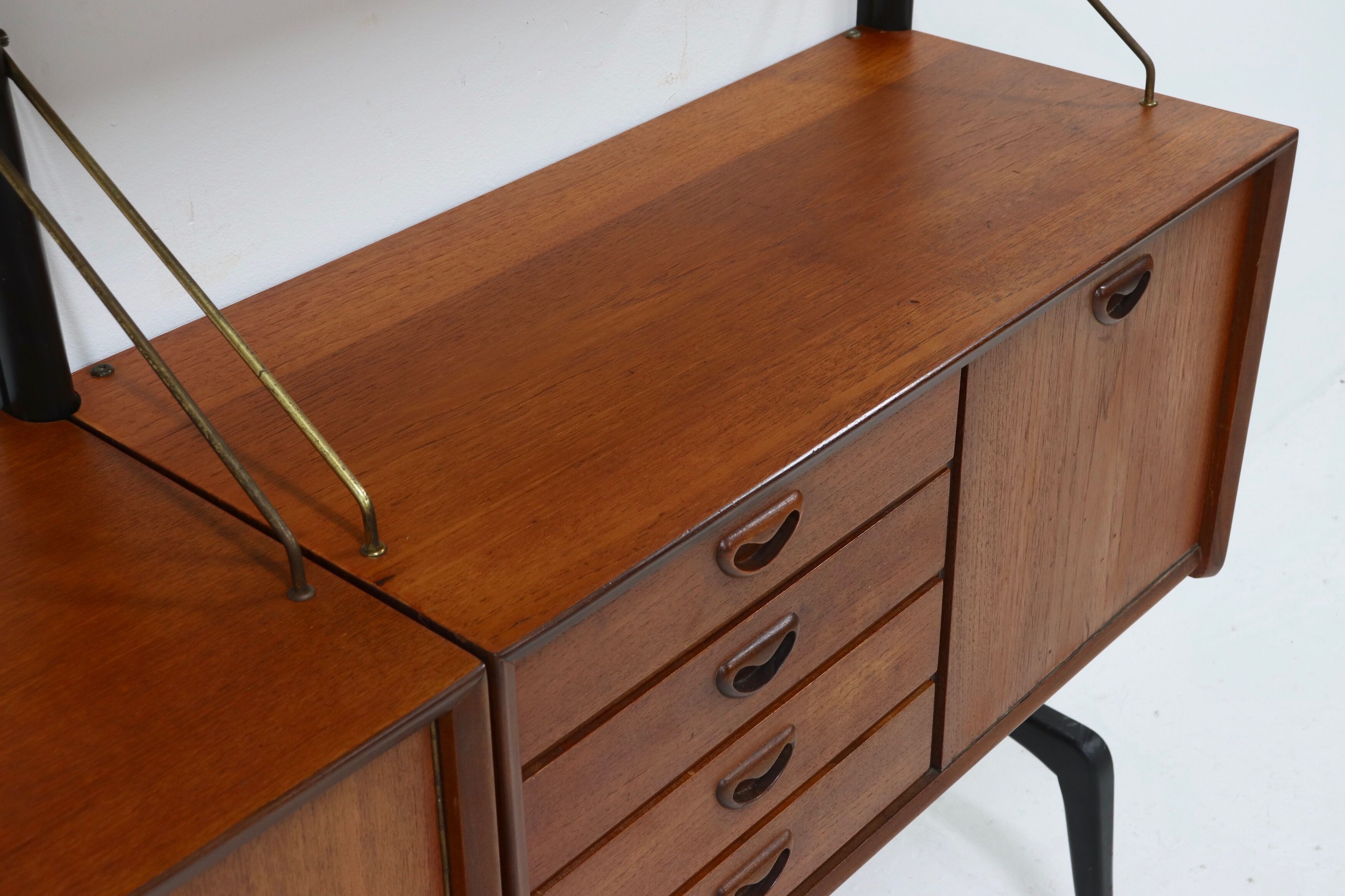 Teak Wall Unit by Louis van Teeffelen for WeBe 1950's