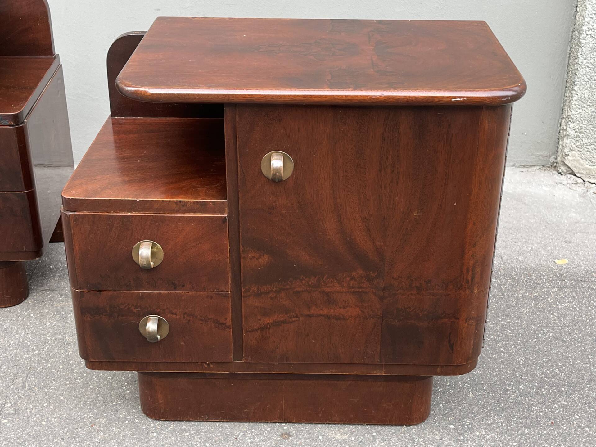 Pair of Art Deco Mahogany bedside tables