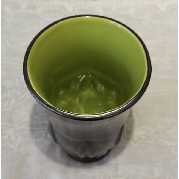 Vase noir et vert en faïence Blanche Letalle (1901-1990) St Clément vers 1950