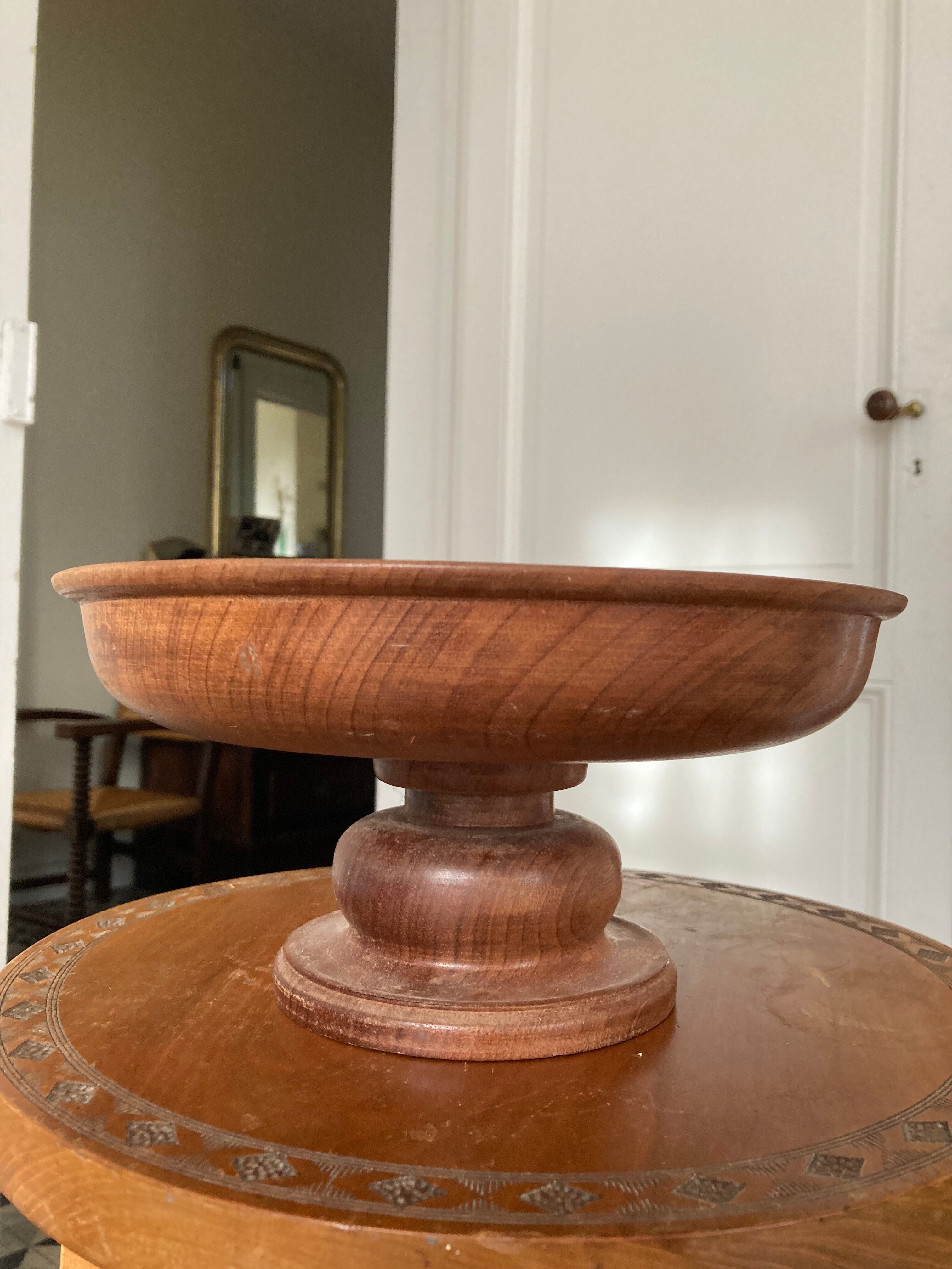 Compotier in solid turned wood 1970