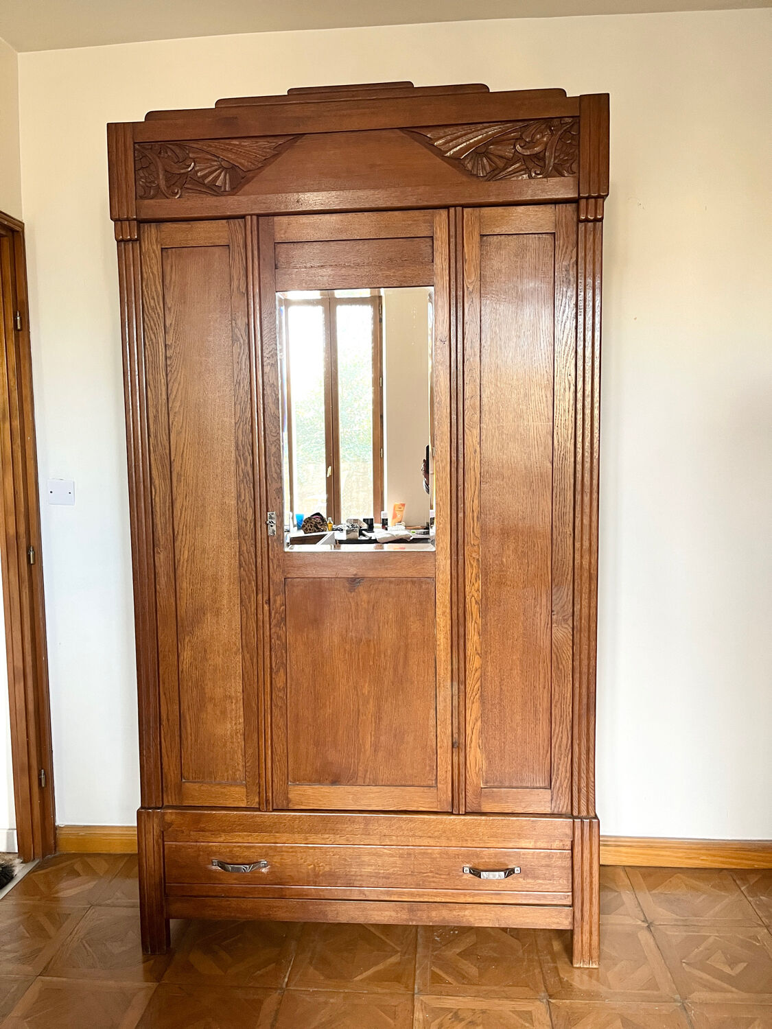 Art deco cabinet raw wood
