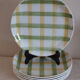 6 green and yellow checkered plates, tea towel