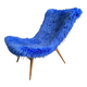 Chaise emblématique Miroslav Navratil tissu moelleux bleu pour Český Nábytek années 1960