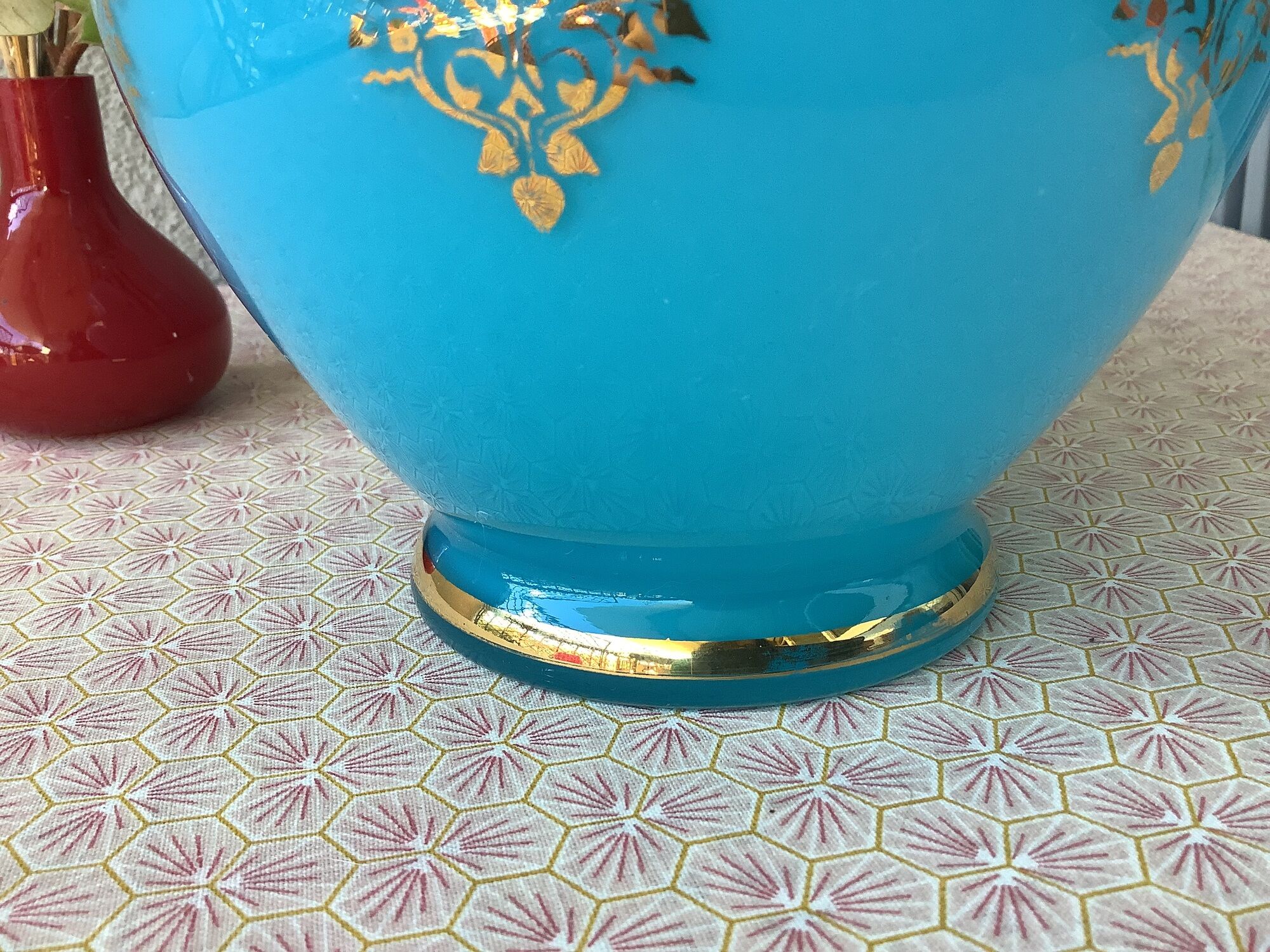 Florentine blue opaline vase Italy - Mid Century