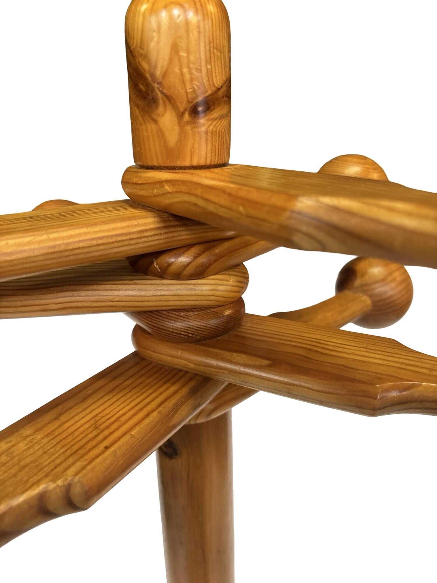 Vintage Pinewood Sputnik Freestanding Coat Rack, 1970s Design