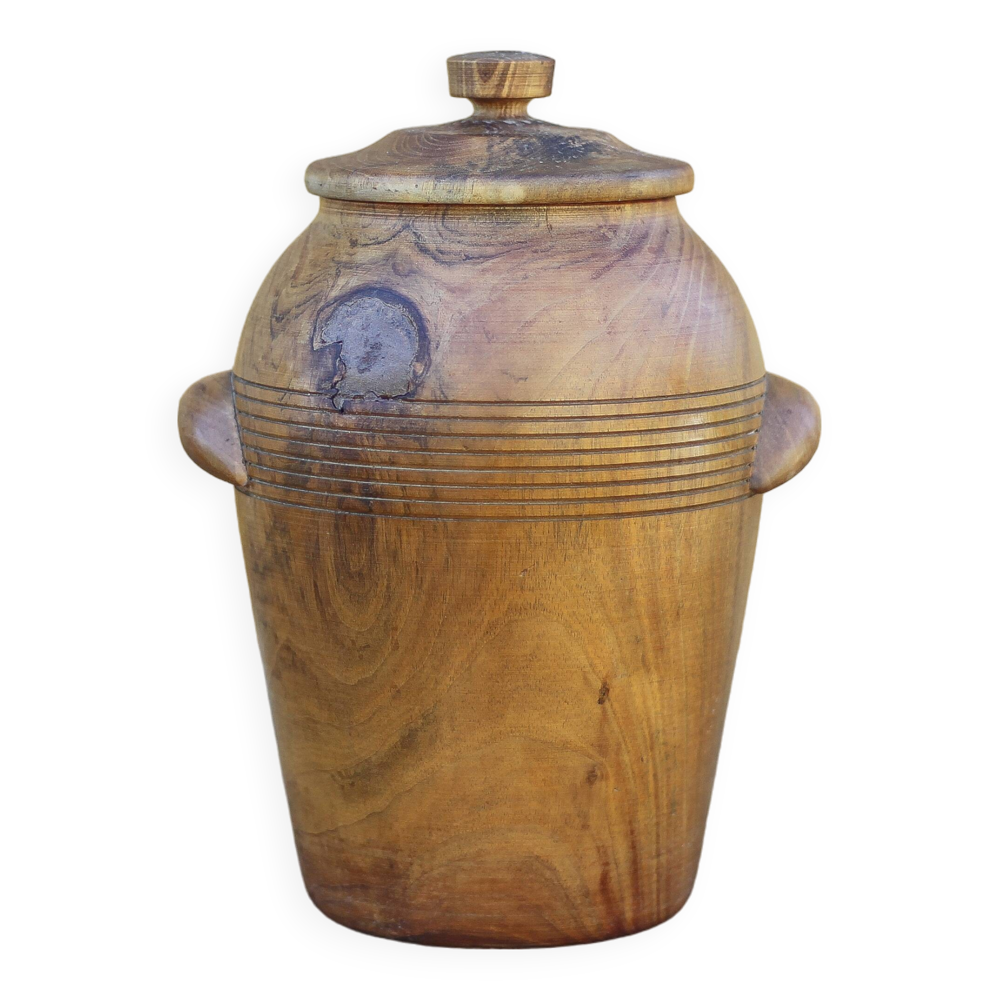 Olive wood lidded pot, storage pot, wooden pot, wooden box, storage pot, kitchen