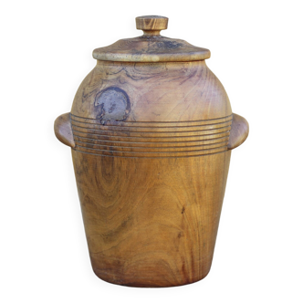 Olive wood lidded pot, storage pot, wooden pot, wooden box, storage pot, kitchen