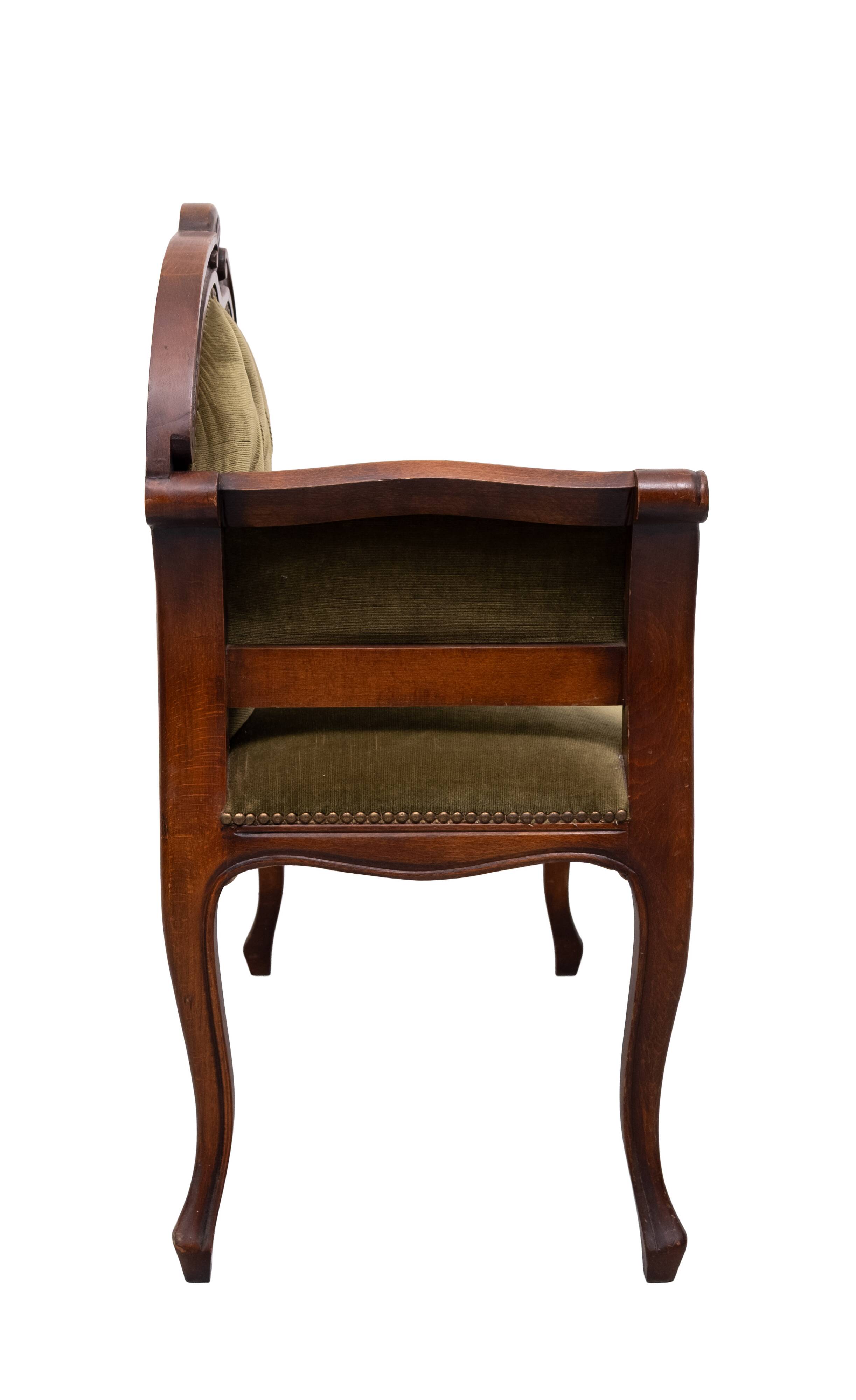 Telephone Sofa Green Velvet Queen Anne style 1960s