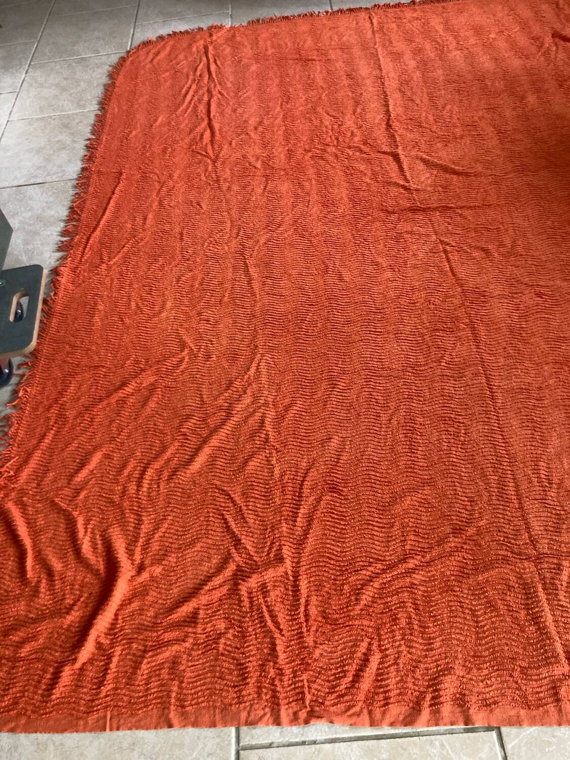 Orange chenille double bed cover
