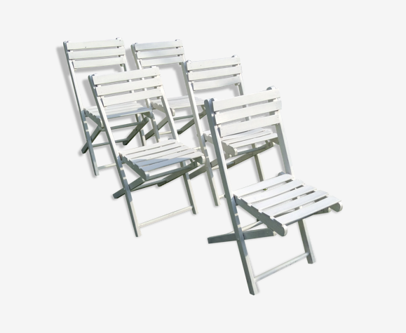 Série de 5 chaises de jardin en bois