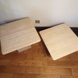 Pair of nesting travertine coffee tables