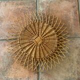 Mirror sun in braided rattan 1960, 46cm
