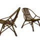 Ensemble vintage de 4 fauteuils club en rotin Rohe Noordwolde 1960