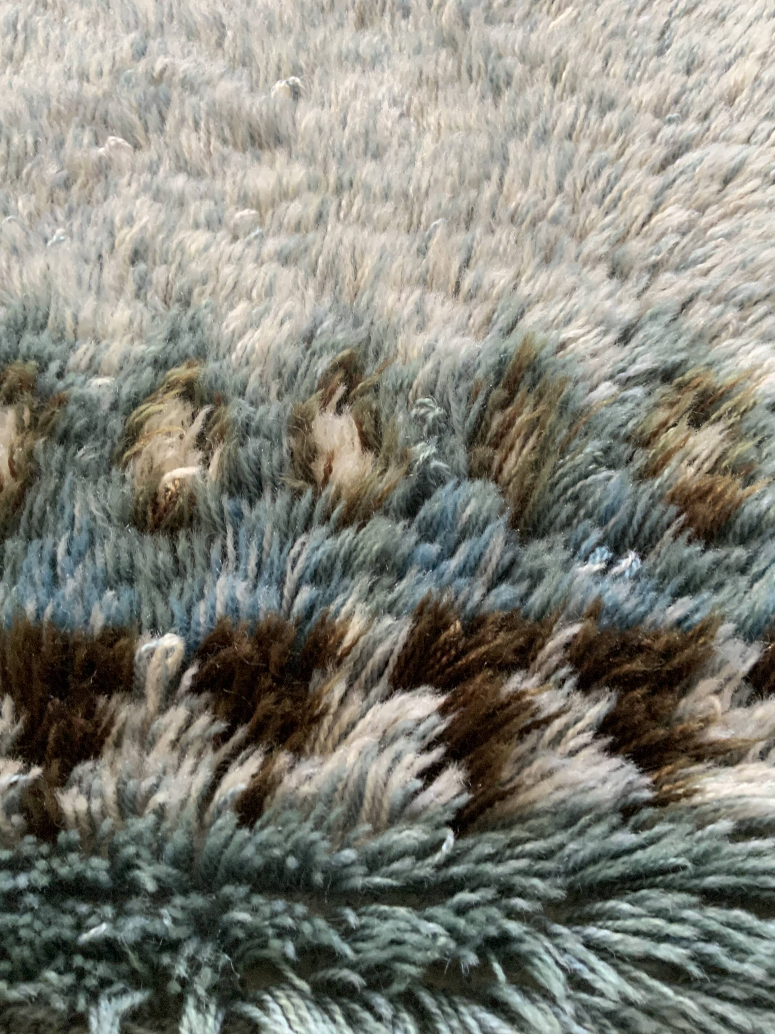 Tapis Rya vintage en laine suédoise, tissé à la main et signé S.L., années 1960