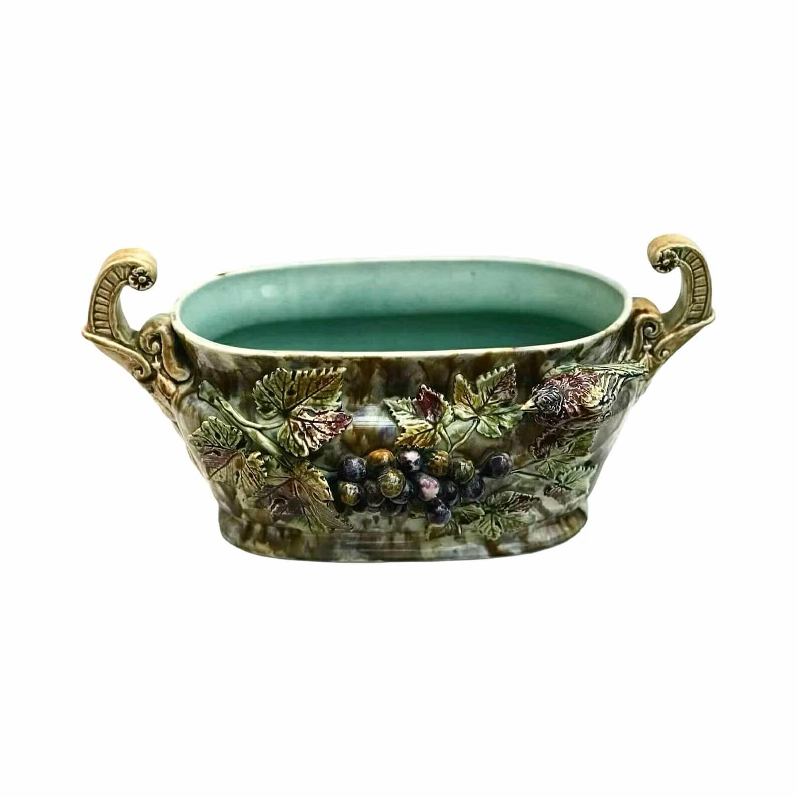 Antique Onnaing Barbotine Jardinière