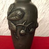 Vase guaranteed with chestnut decoration and leaves signed cortesi