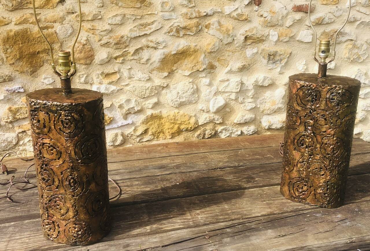 Pair of Brutalist table lamps by Irv Bramberg, 1960s