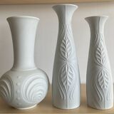 Trio of Op Art vases by KPM Germany in biscuit porcelain