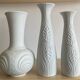 Trio of Op Art vases by KPM Germany in biscuit porcelain