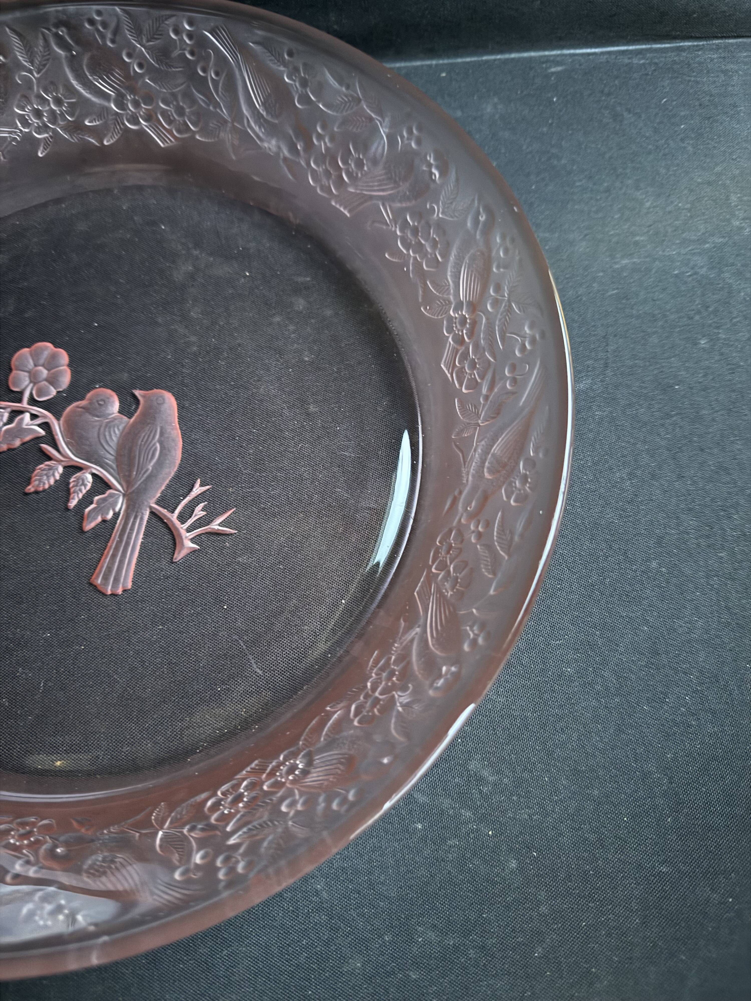 Hollow serving dish – molded pink crystal – sweden