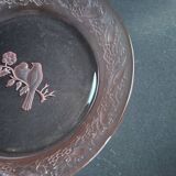 Hollow serving dish – molded pink crystal – sweden
